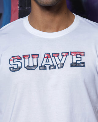 Men's White Color "Suave" Embroidered Pure Cotton Tshirt