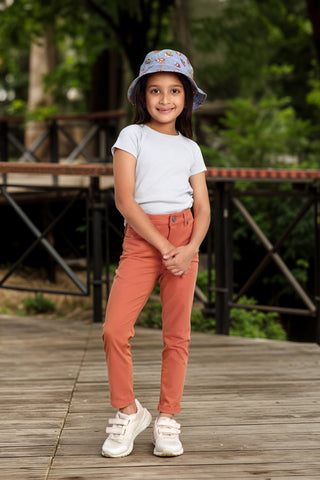 Girls Cotton Slim Fit Chinos Clay