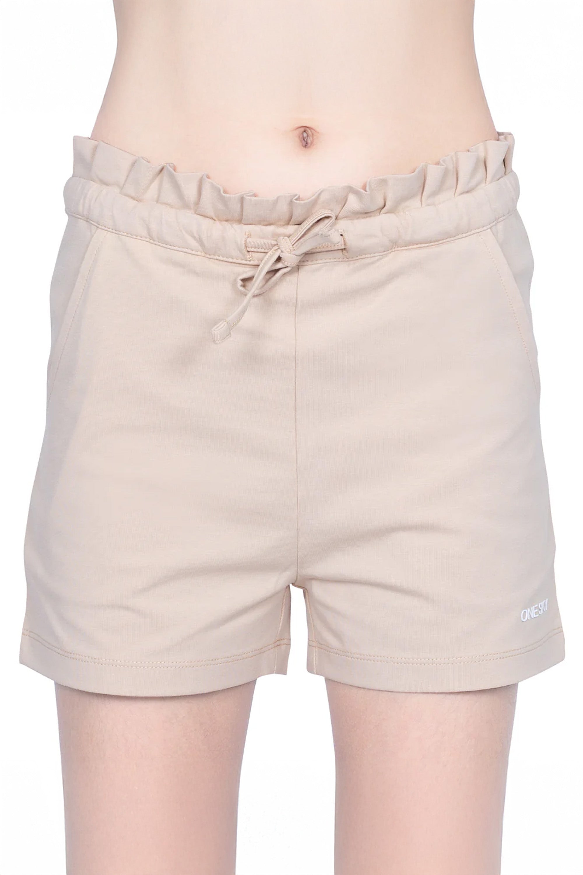 GIRLS BEIGE FRILL SHORTS