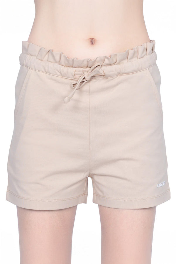 GIRLS BEIGE FRILL SHORTS
