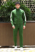 Men’s Solid Tracksuit Set | Mock Collar Zip-Up Jacket & Slip-On Joggers | Cotton Blend | Mid-Rise Flat Front | 4 Pockets | Long Sleeves | Casual Athleisure Wear