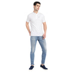 Men White Pure Cotton Polo T-Shirt