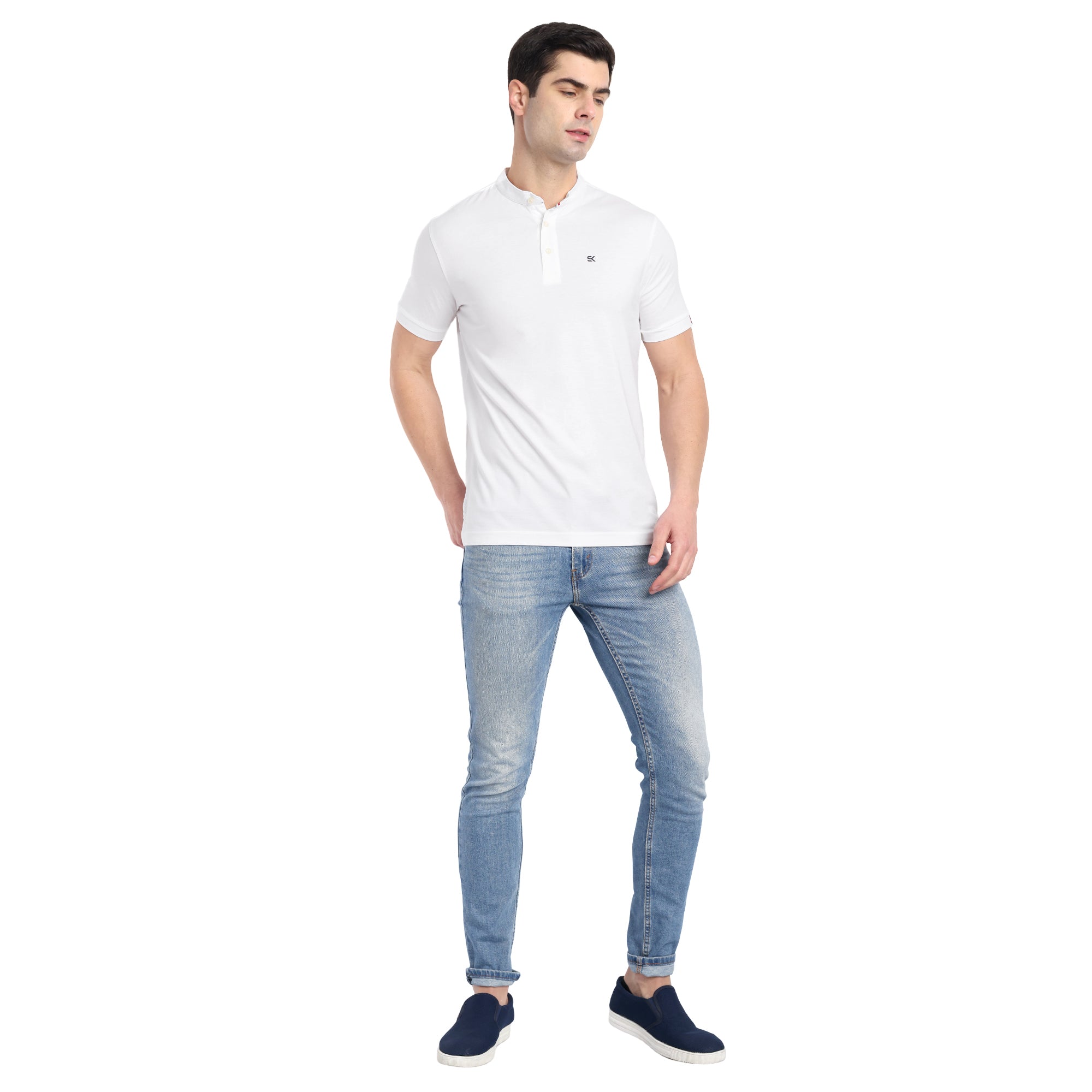 Men White Pure Cotton Polo T-Shirt