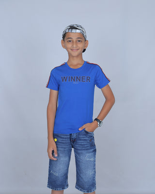 Boys Royal Printed Round Neck T-Shirt