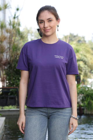 ONE SKY Women’s 95% Cotton 5% Spandex Half Sleeve T-Shirt – Round Neck Typography Print Top, Casual Pull-On Tee, Machine Washable