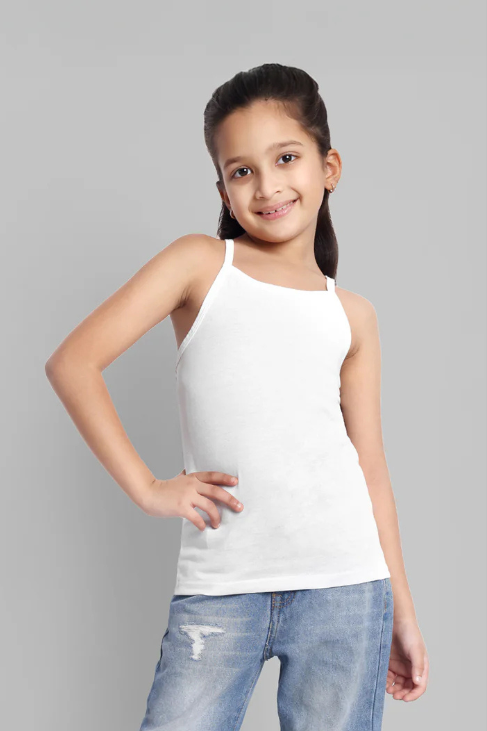 Girls Cotton White Camisole