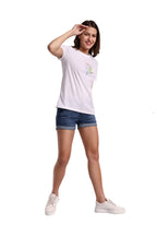 Women White Round Neck T-Shirt