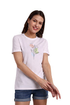 Women White Round Neck T-Shirt
