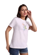 Women White Round Neck T-Shirt