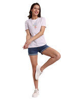 Women White Round Neck T-Shirt