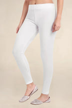 Women White Breathable Long Length Legging