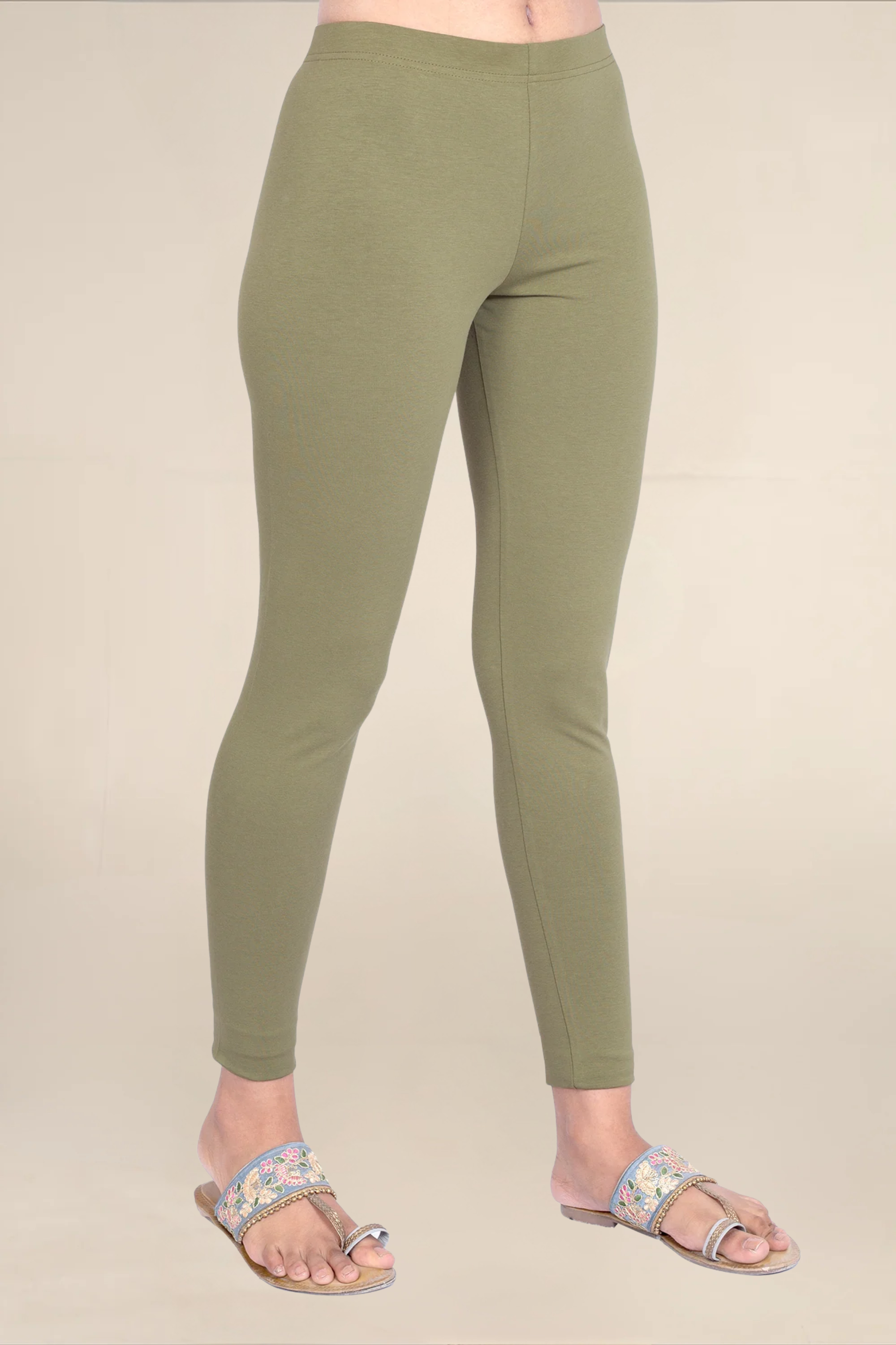 Women Olive Ankle Length Legging