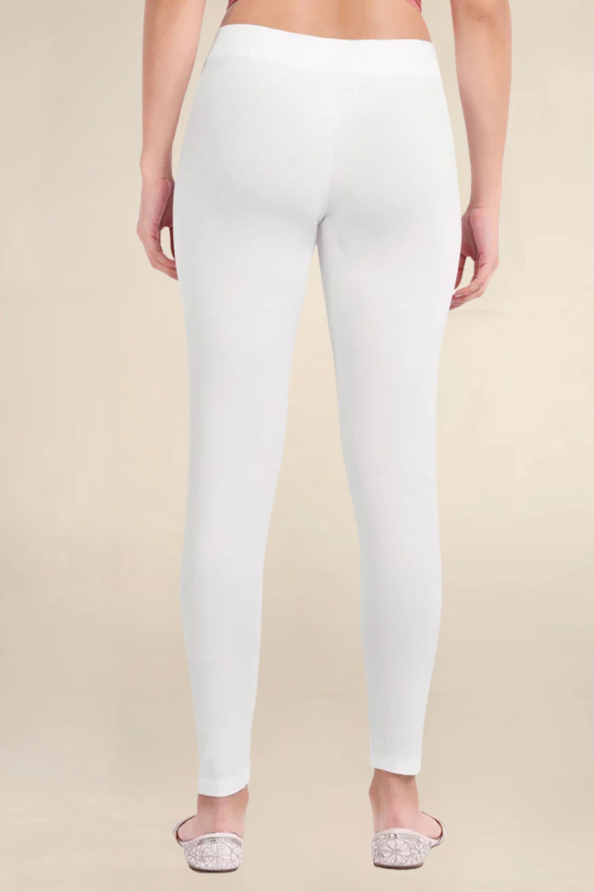 Women White Breathable Long Length Legging
