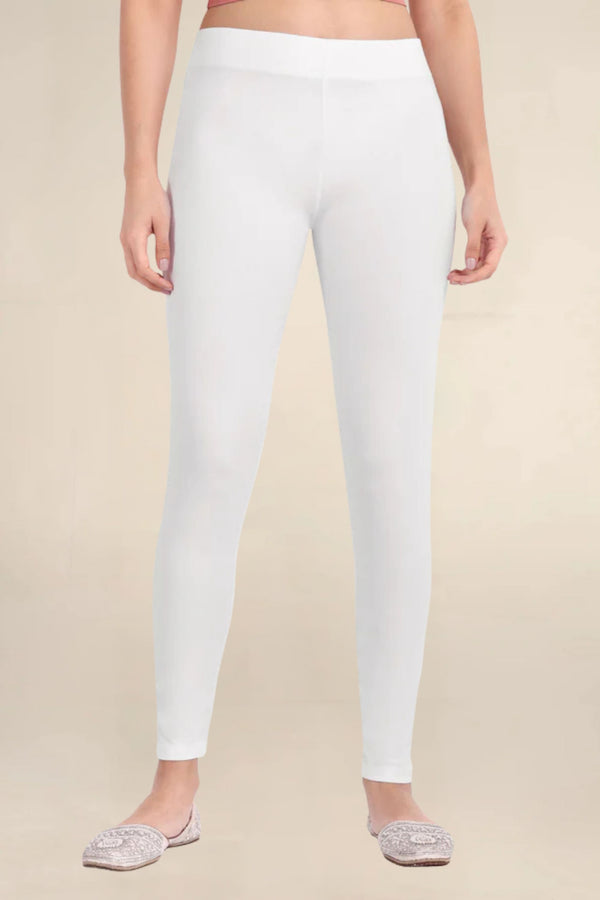 Women White Breathable Long Length Legging