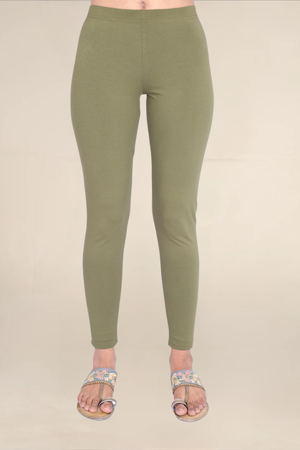Women Olive Ankle Length Legging