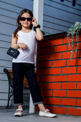 Girls White Sleeveless Top