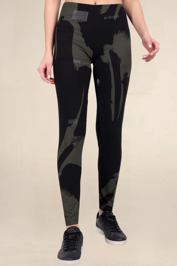 ONE SKY WOMEN BLACK AOP SOLID LEGGINGS