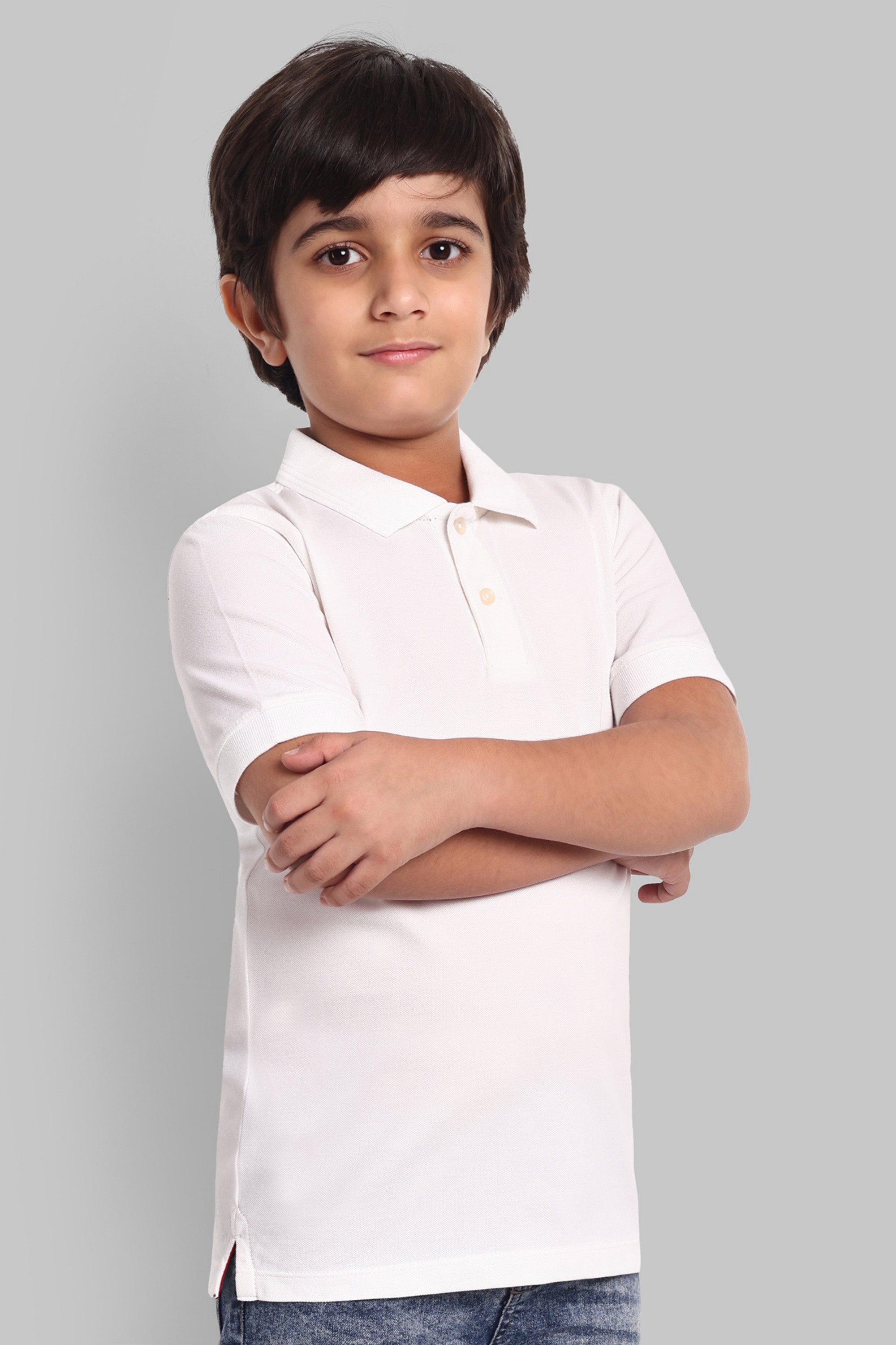 Boys Classic Cotton Polo T-Shirt White