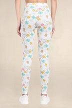Women White Printed Cotton Legging