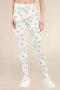 Women White Printed Cotton Legging