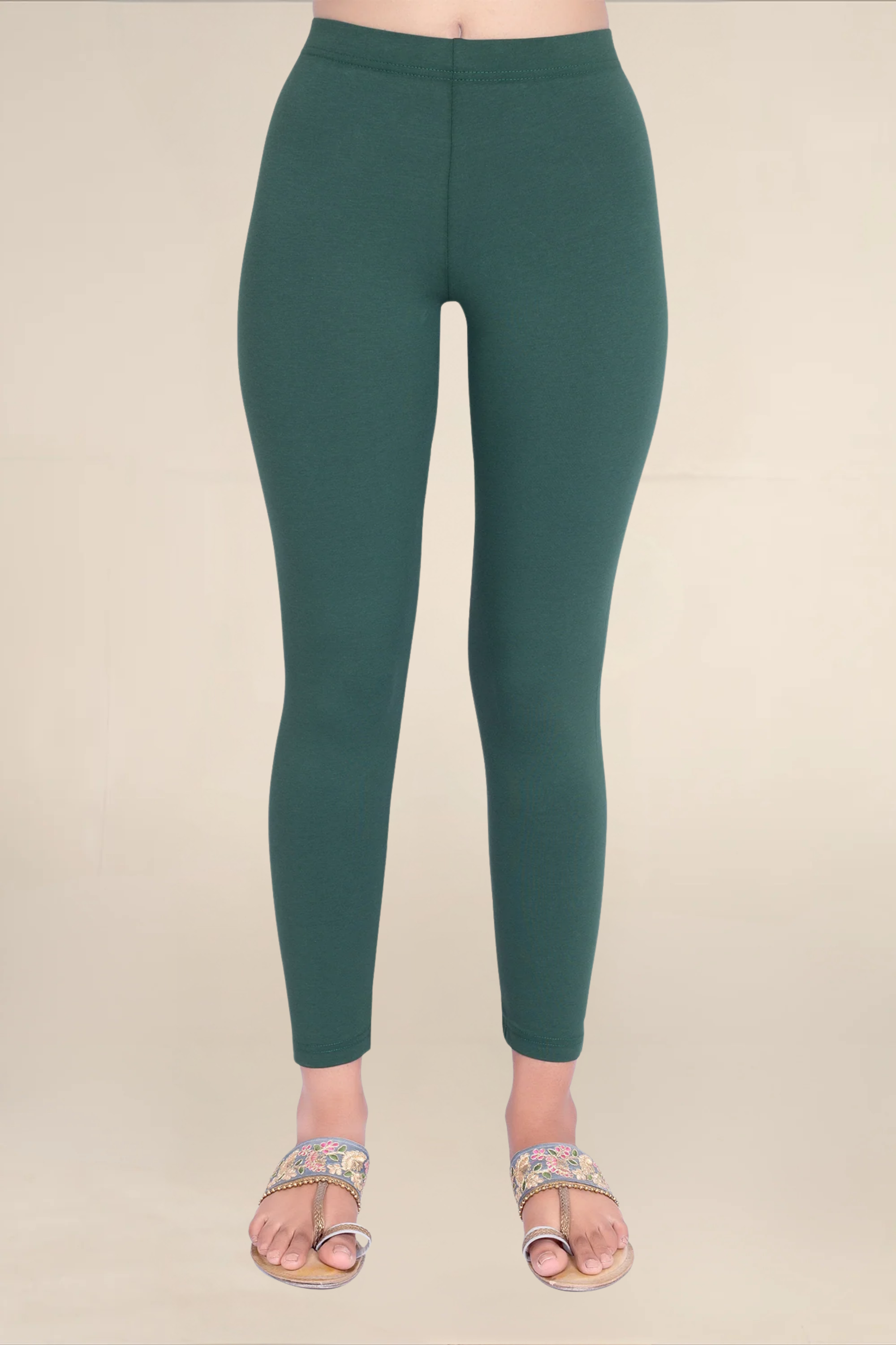 Women Moss Green Ankle Length Legging