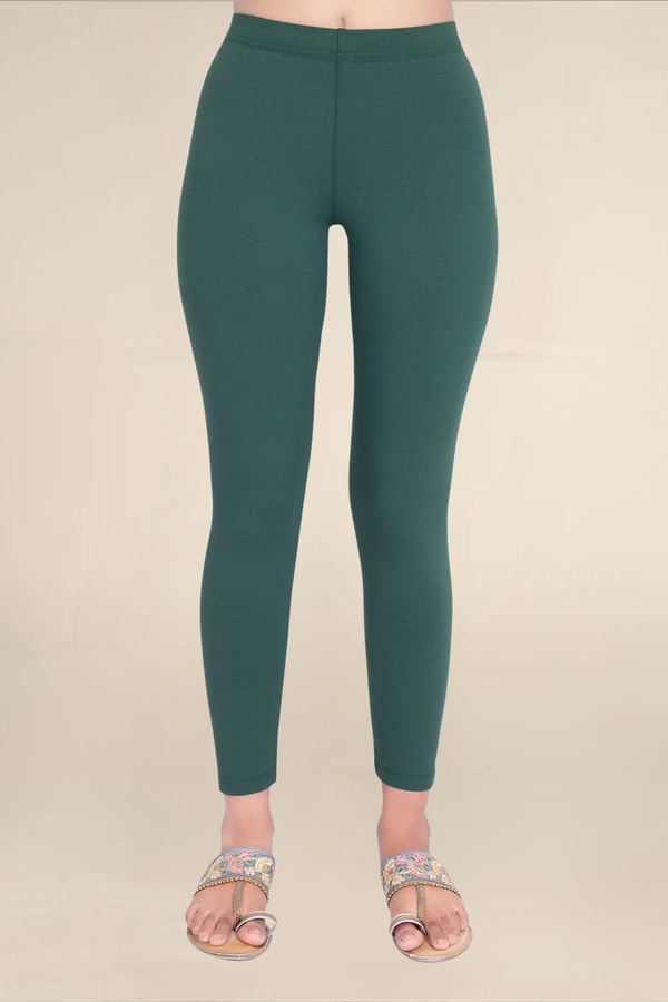 Women Moss Green Ankle Length Legging