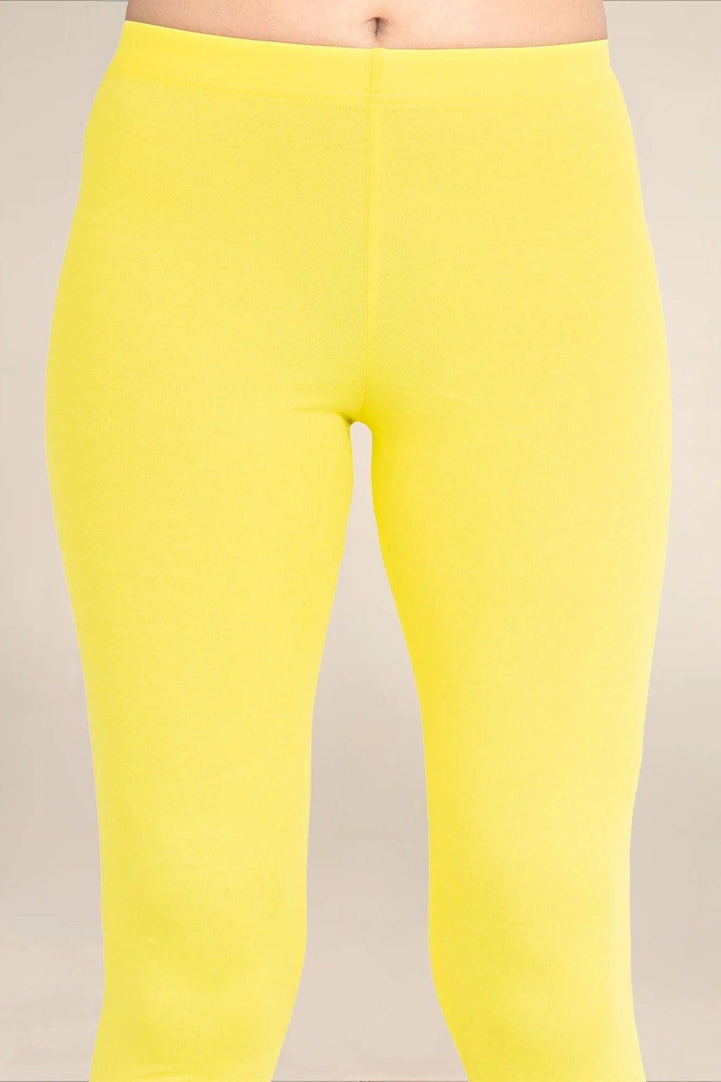 Women Pop Yellow Breathable Long Length Legging