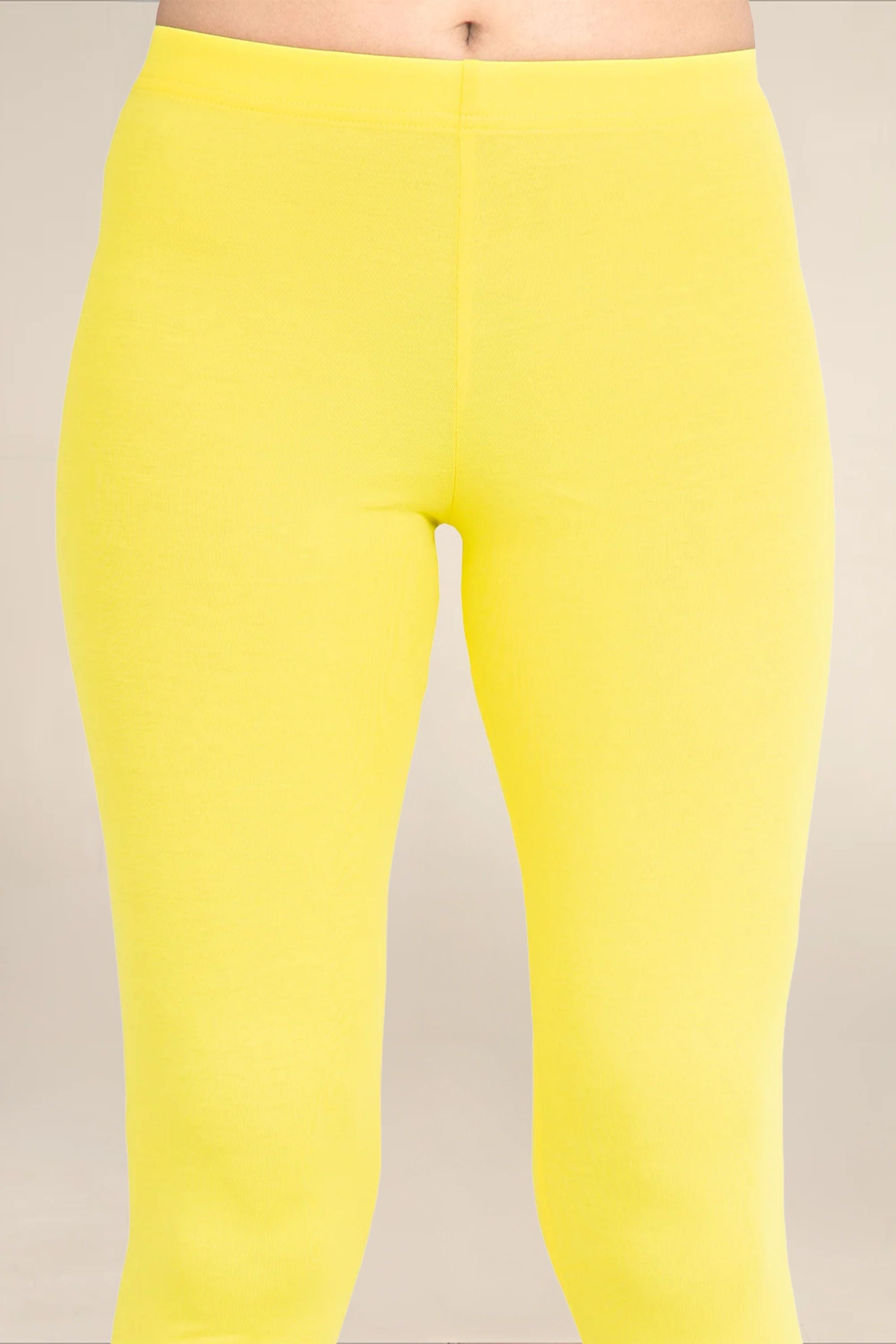 Women Pop Yellow Breathable Long Length Legging