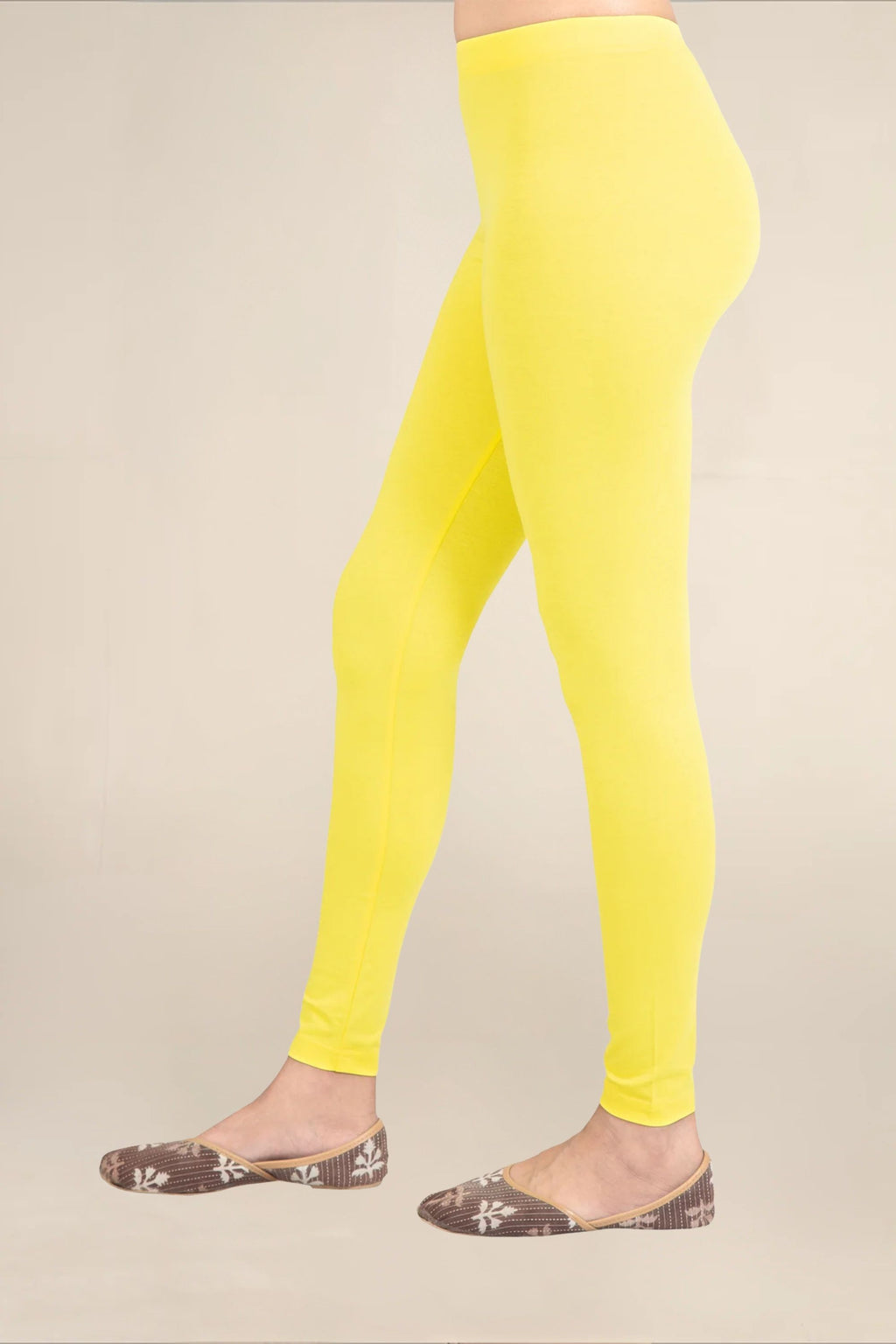 Women Pop Yellow Breathable Long Length Legging