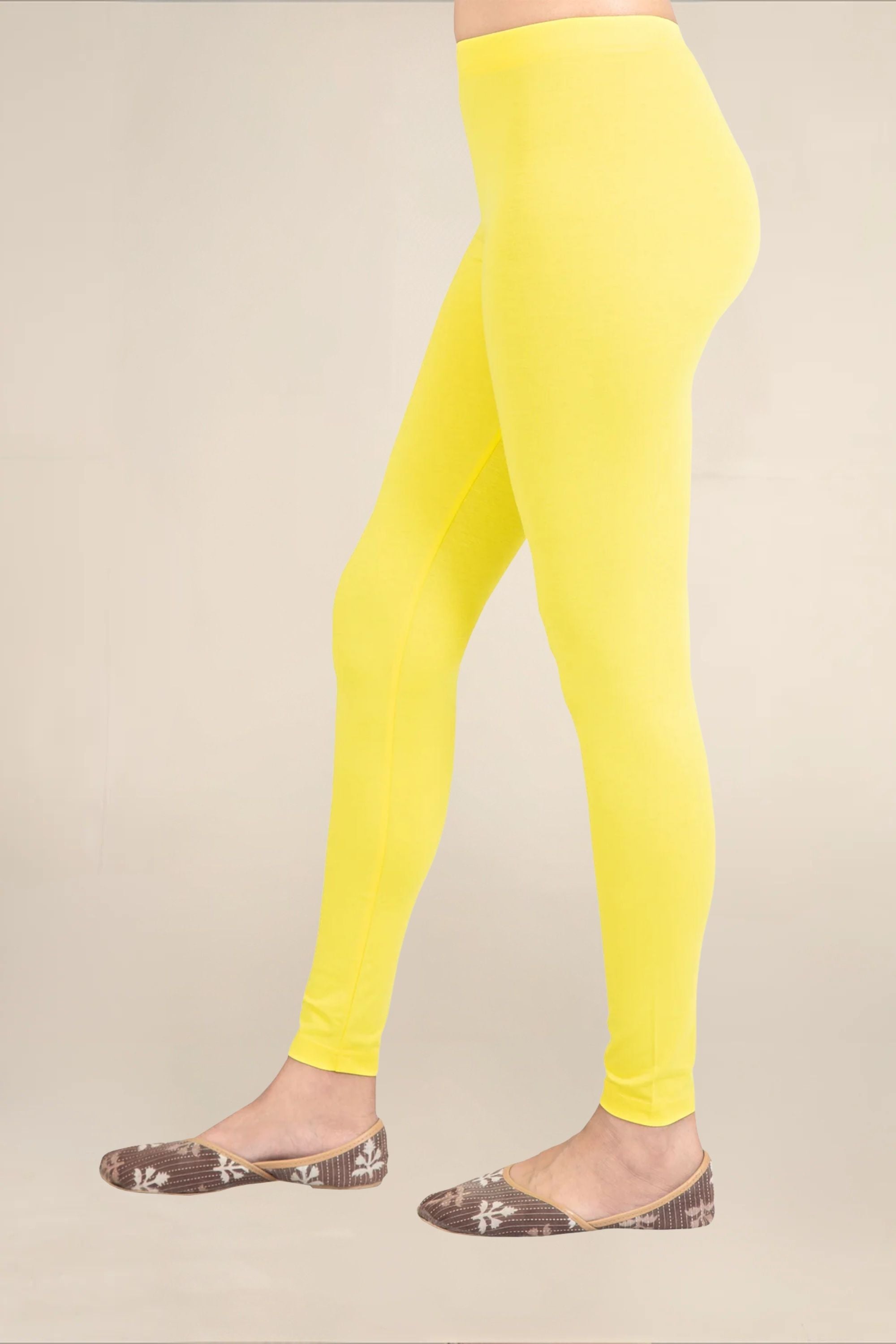 Women Pop Yellow Breathable Long Length Legging