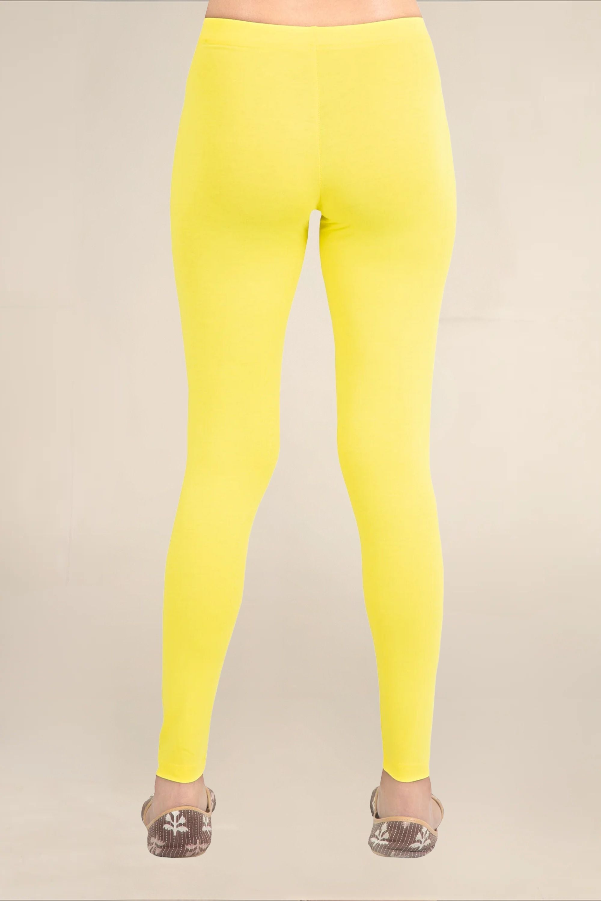 Women Pop Yellow Breathable Long Length Legging