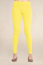 Women Pop Yellow Breathable Long Length Legging