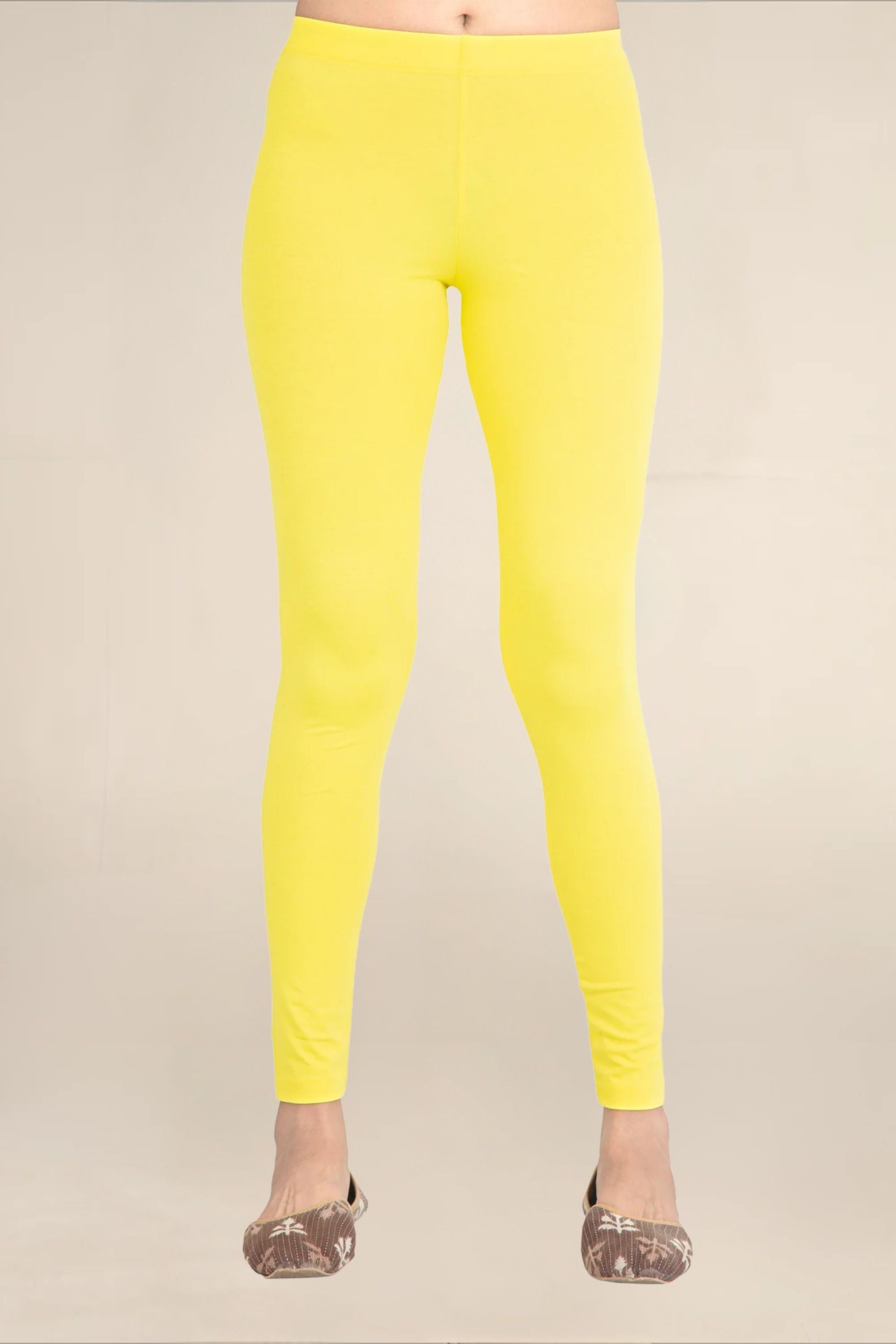 Women Pop Yellow Breathable Long Length Legging