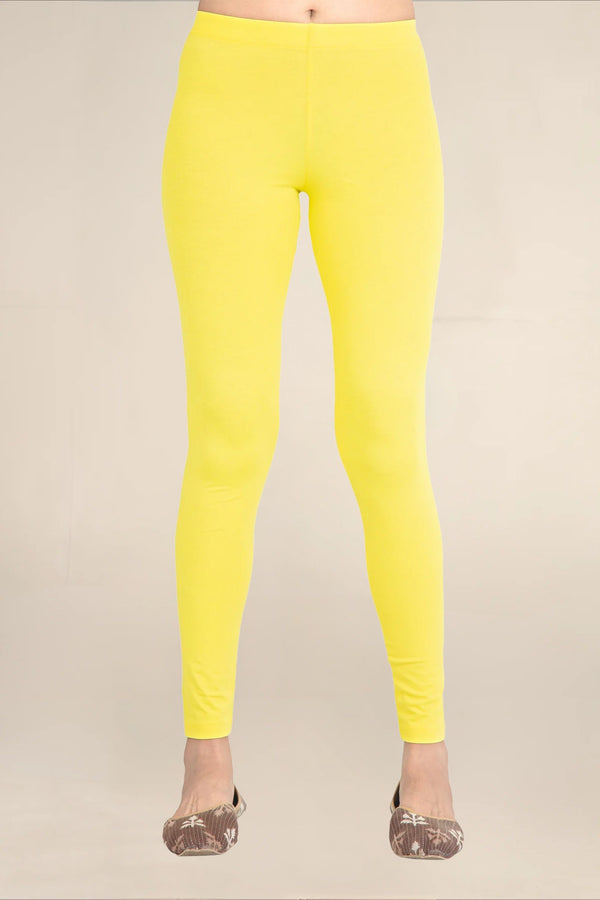 Women Pop Yellow Breathable Long Length Legging