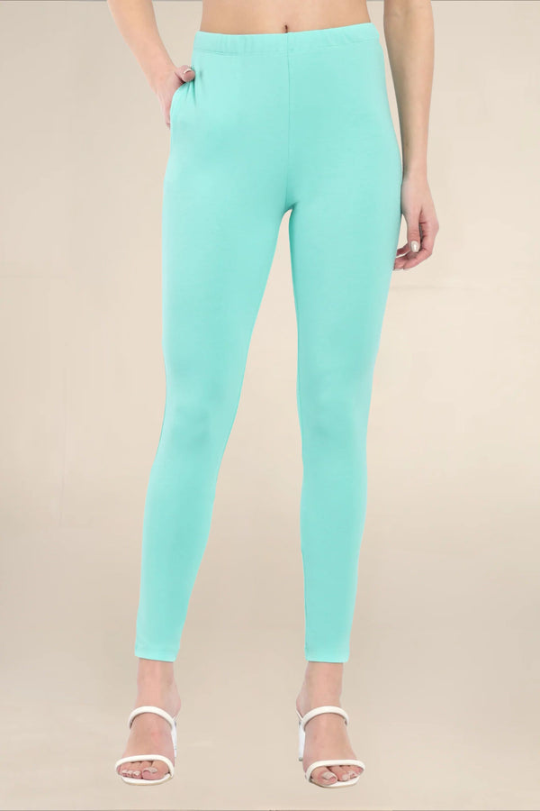 Women Sea Green Regular Pocket Legging