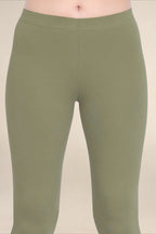 Women Olive Breathable Long Length Legging
