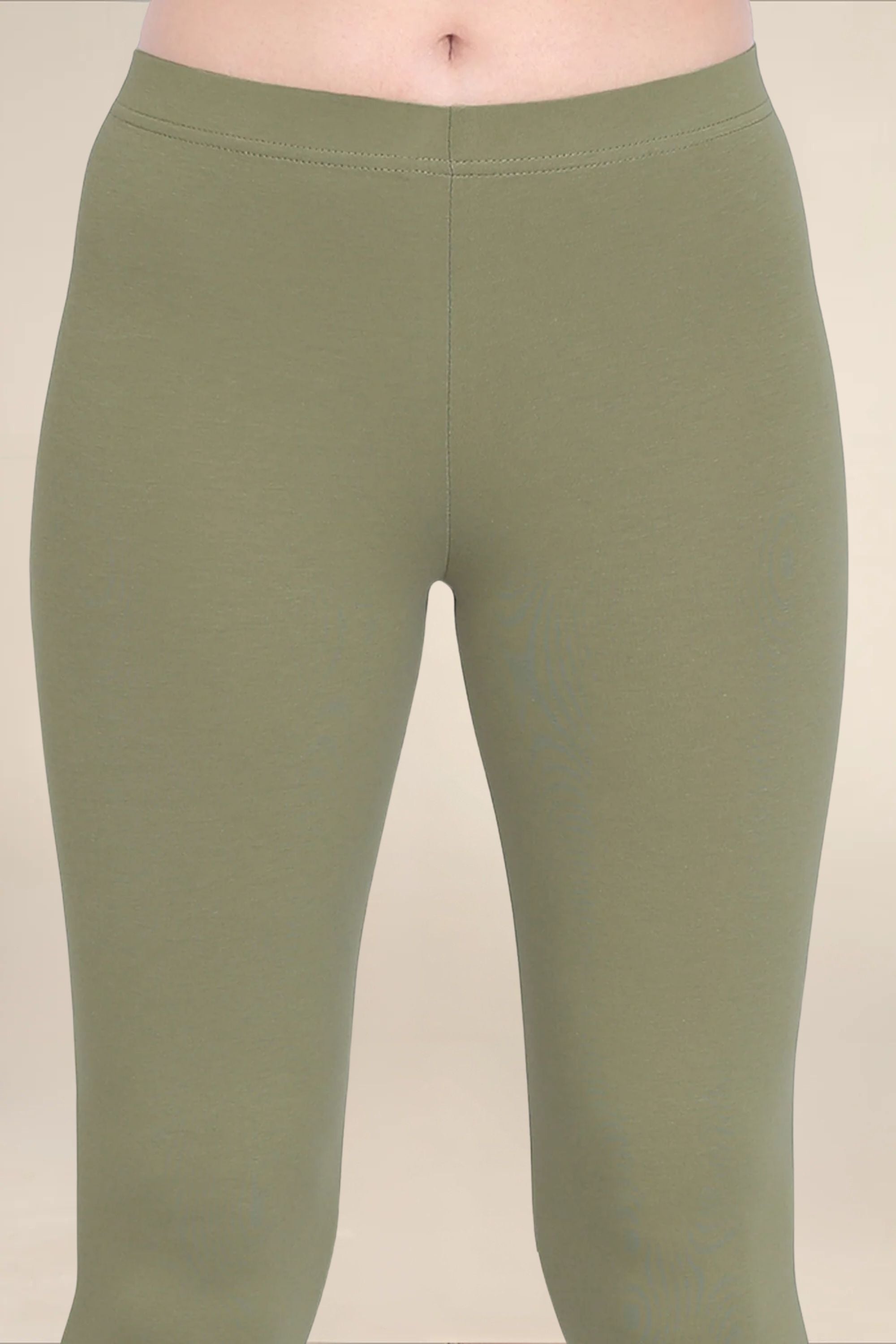 Women Olive Breathable Long Length Legging