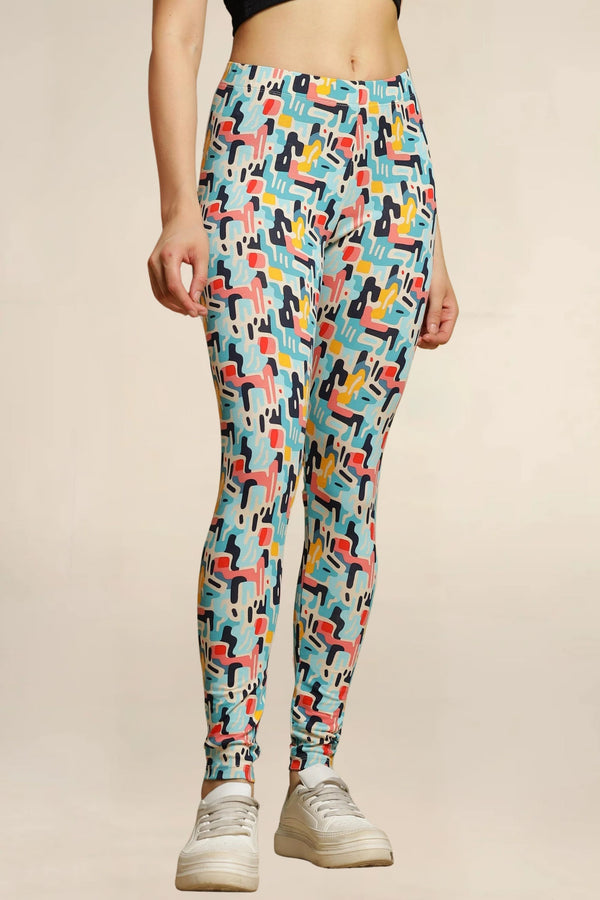 Womens Printed Cotton Leggings - Floral Elegance with Supreme Comfort