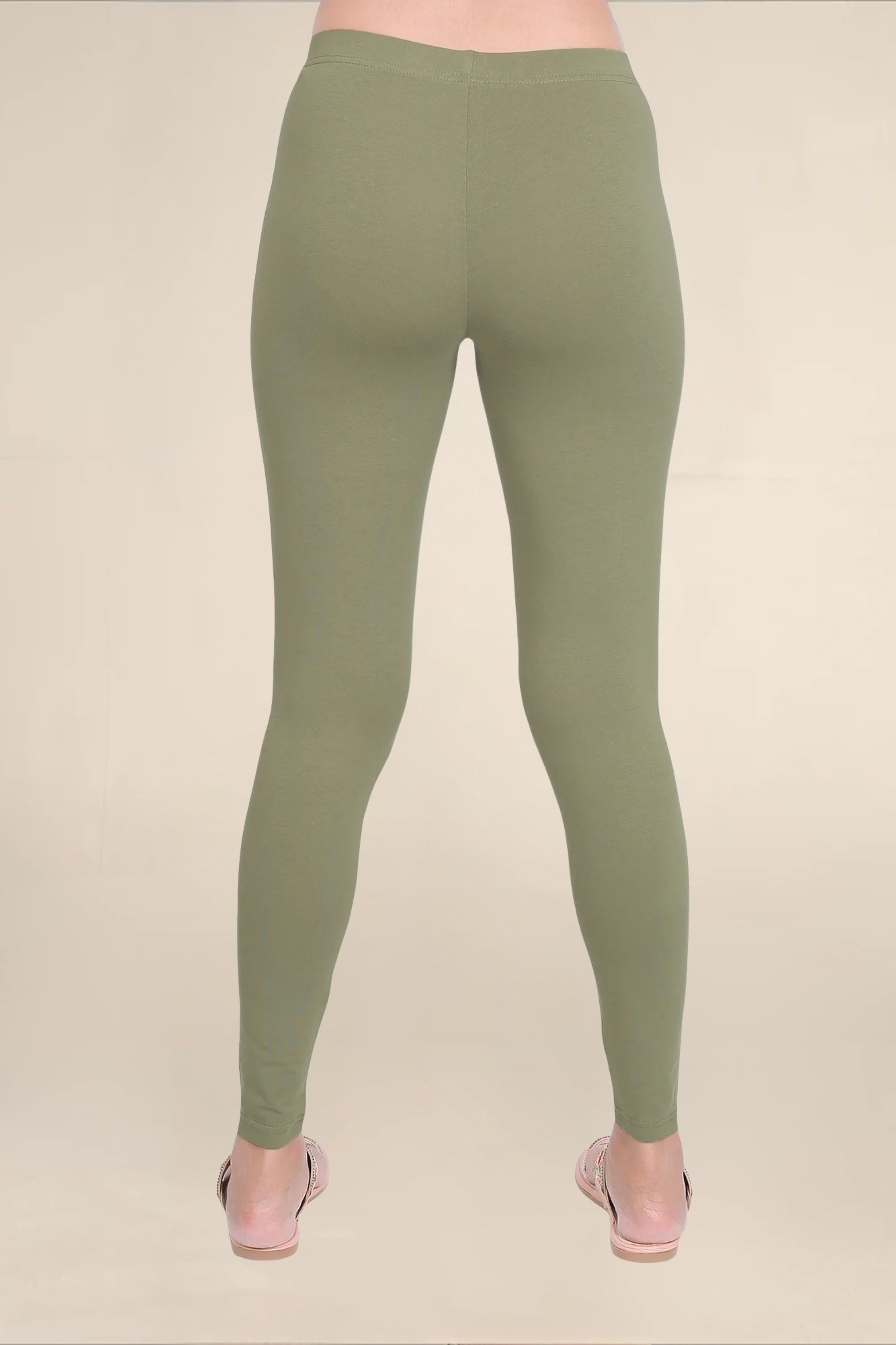 Women Olive Breathable Long Length Legging