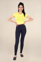 Women Navy Breathable Long Length Legging