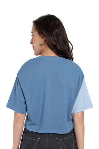 Women Blue Oversized Crop Top