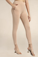 Women Cream Ankle Length Legging