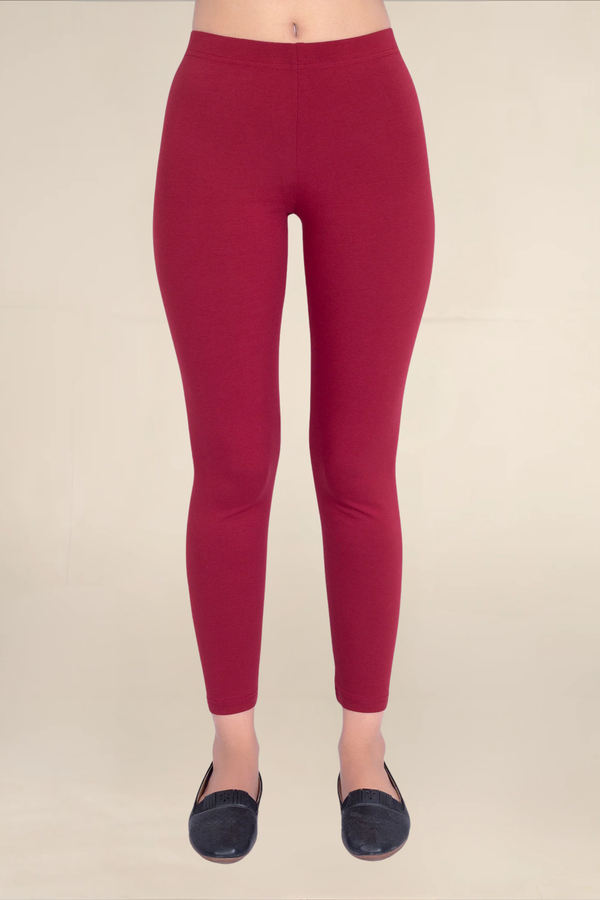 Women Maroon Ankle Length Legging