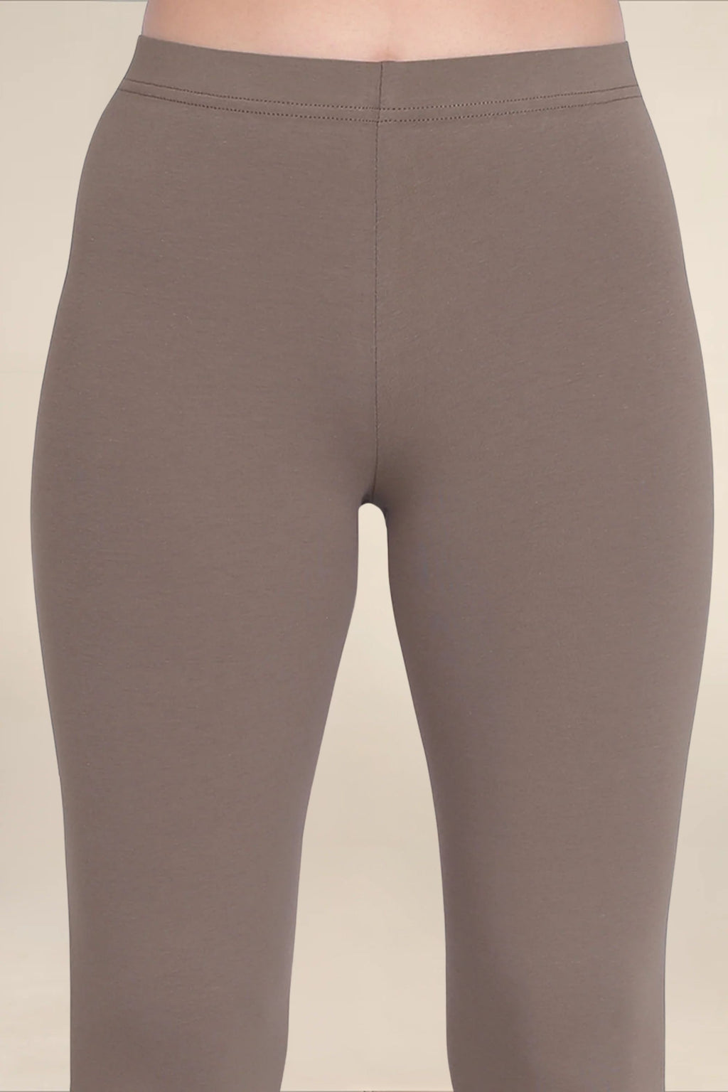 Women Mid Brown Breathable Long Length Legging