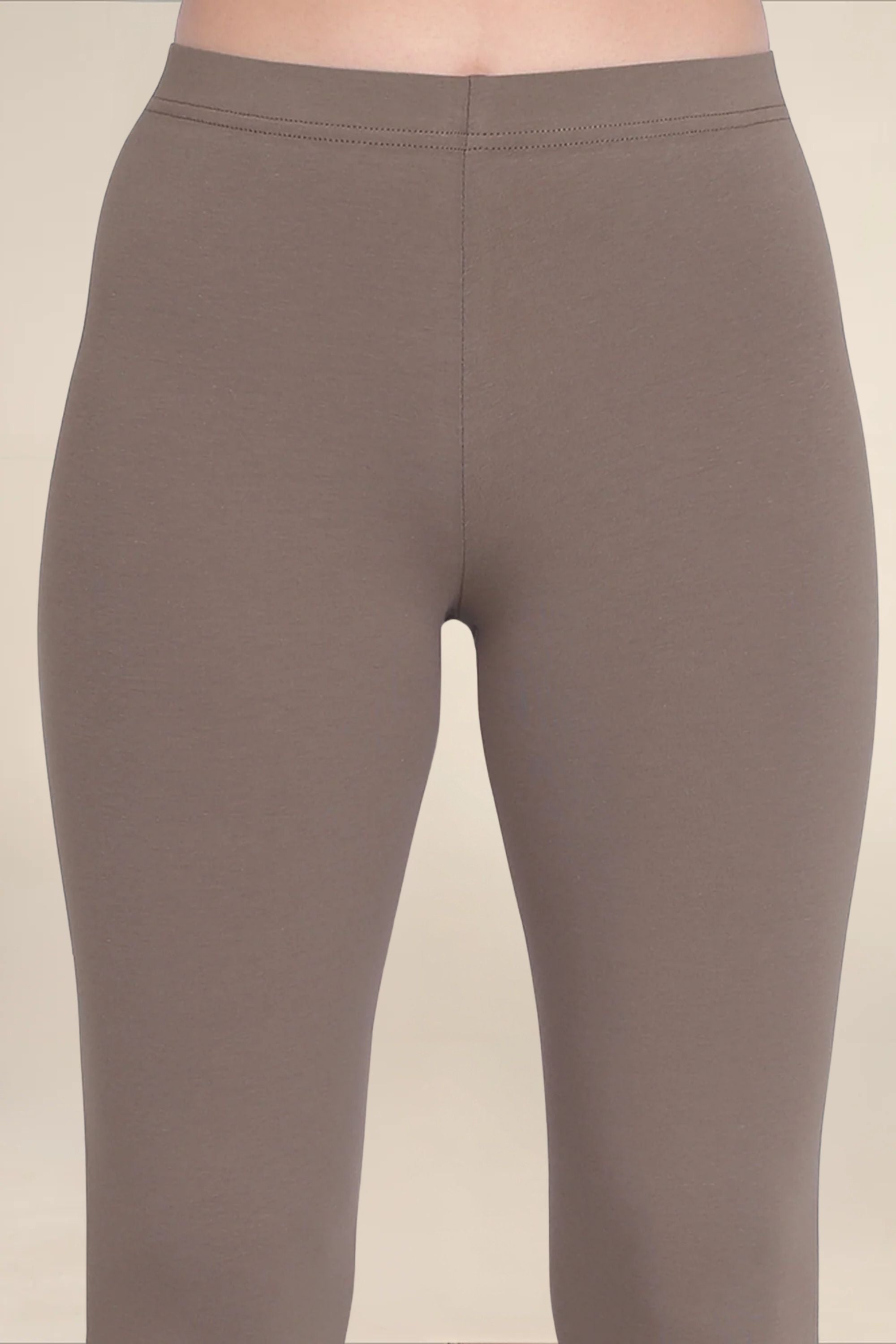 Women Mid Brown Breathable Long Length Legging