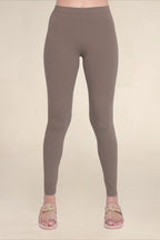 Women Mid Brown Breathable Long Length Legging