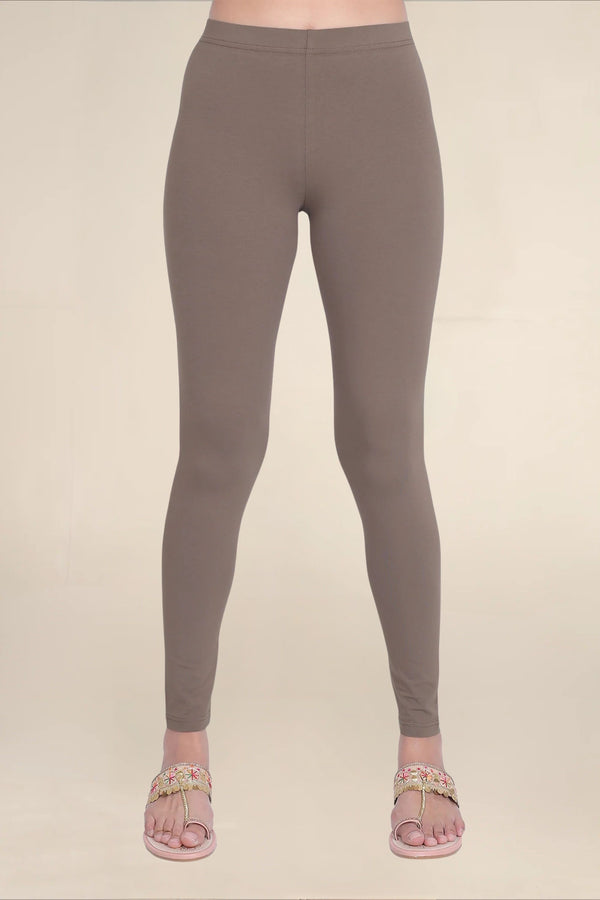 Women Mid Brown Breathable Long Length Legging