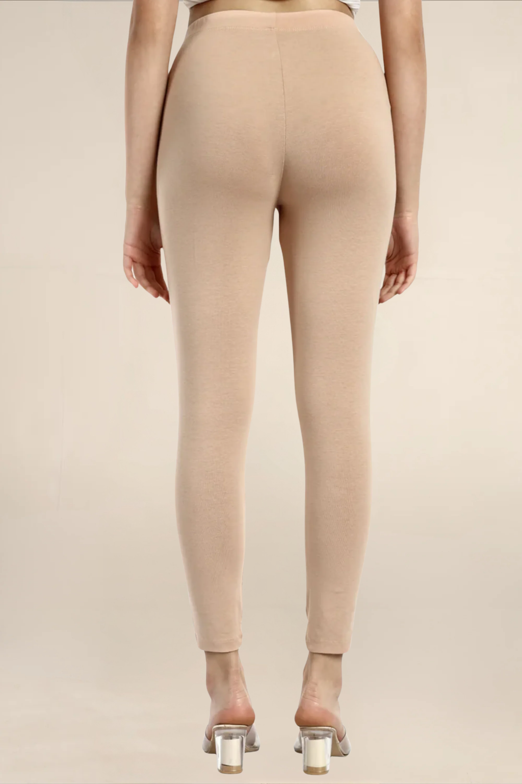 Women Cream Ankle Length Legging
