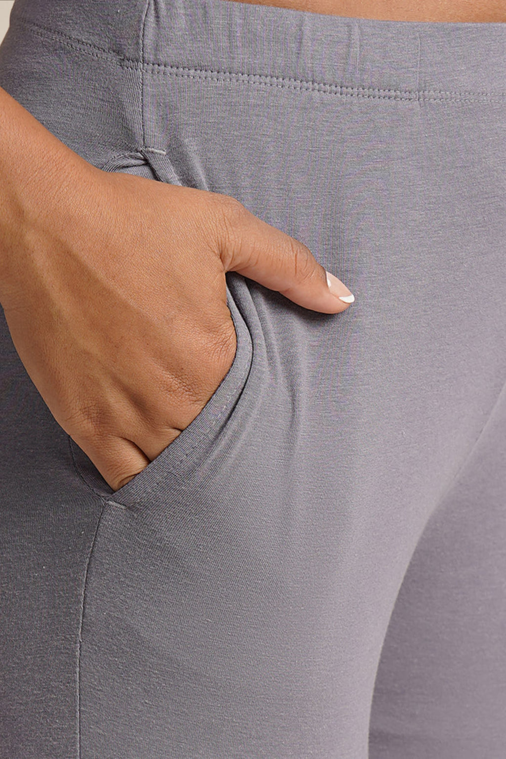 WOMENS LIGHT GREY STEEL REGULAR LENGTH POCKET LEGGING
