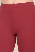 Women Maroon Breathable Long Length Legging